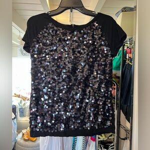 LOFT Black Sequin Blouse
